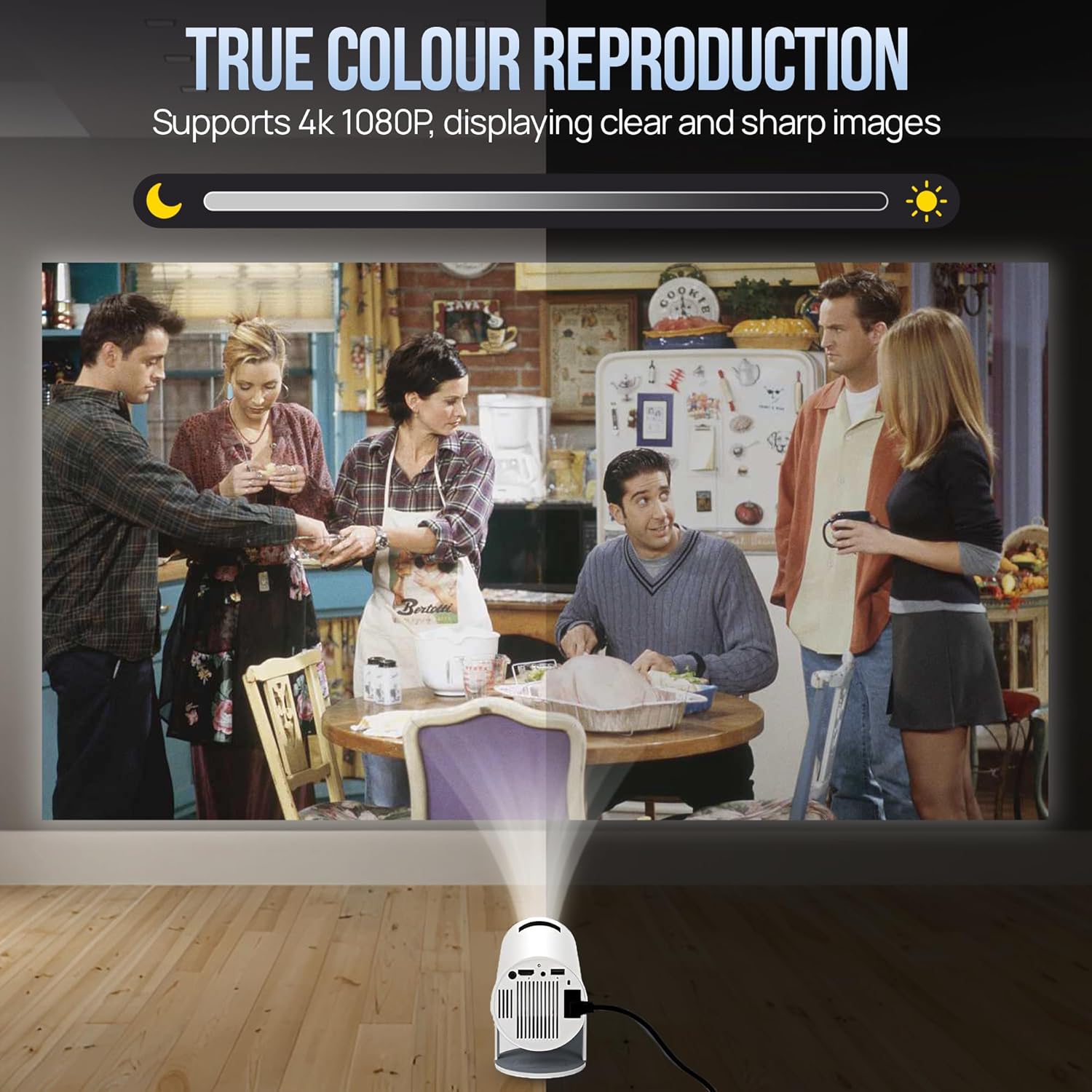 Upgraded Projector with WiFI 6 and Bluetooth Mini Portable Smart Video Theater